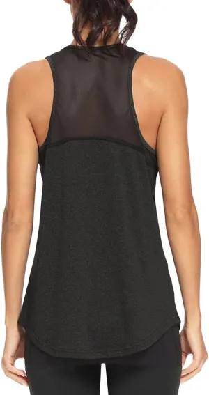Quccefods Workout Tank Tops for Women Sleeveless Athletic Yoga Shirts Mesh Racerback Tank Tops Gym Workout Clothes