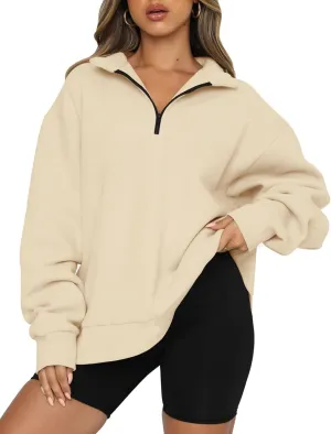 Quenny Half Zip Sweatshirts Cropped Hoodies casual top pullover long sleeved sweatshirt hoodie