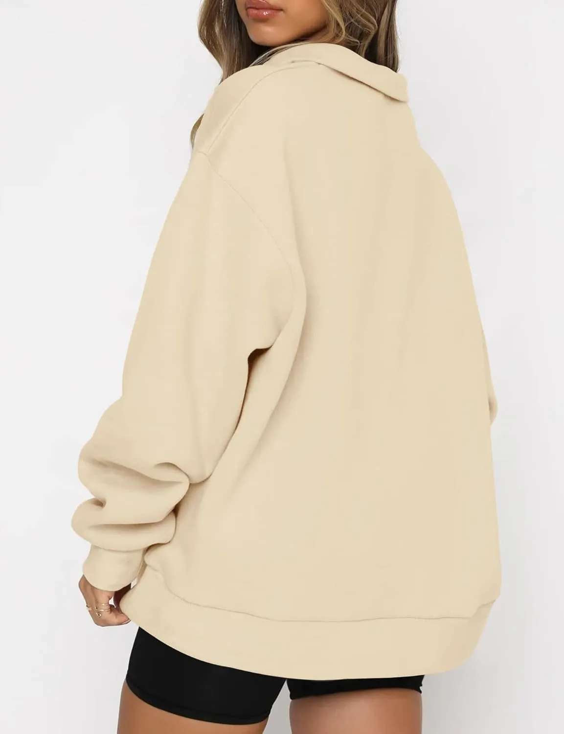 Quenny Half Zip Sweatshirts Cropped Hoodies casual top pullover long sleeved sweatshirt hoodie