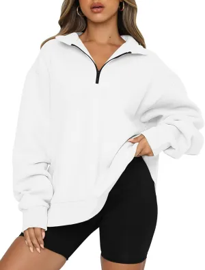 Quenny Half Zip Sweatshirts Cropped Hoodies casual top pullover long sleeved sweatshirt hoodie
