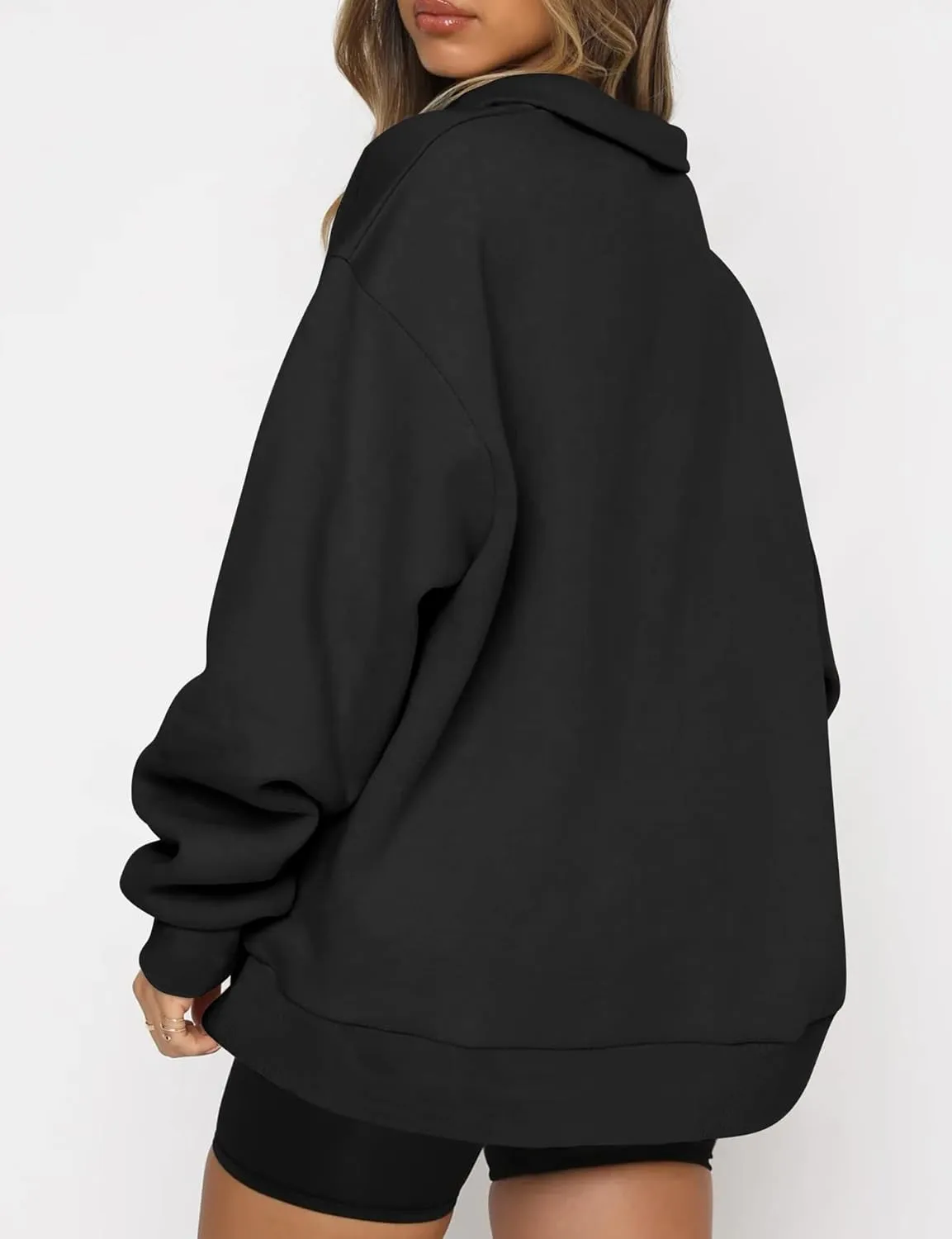 Quenny Half Zip Sweatshirts Cropped Hoodies casual top pullover long sleeved sweatshirt hoodie