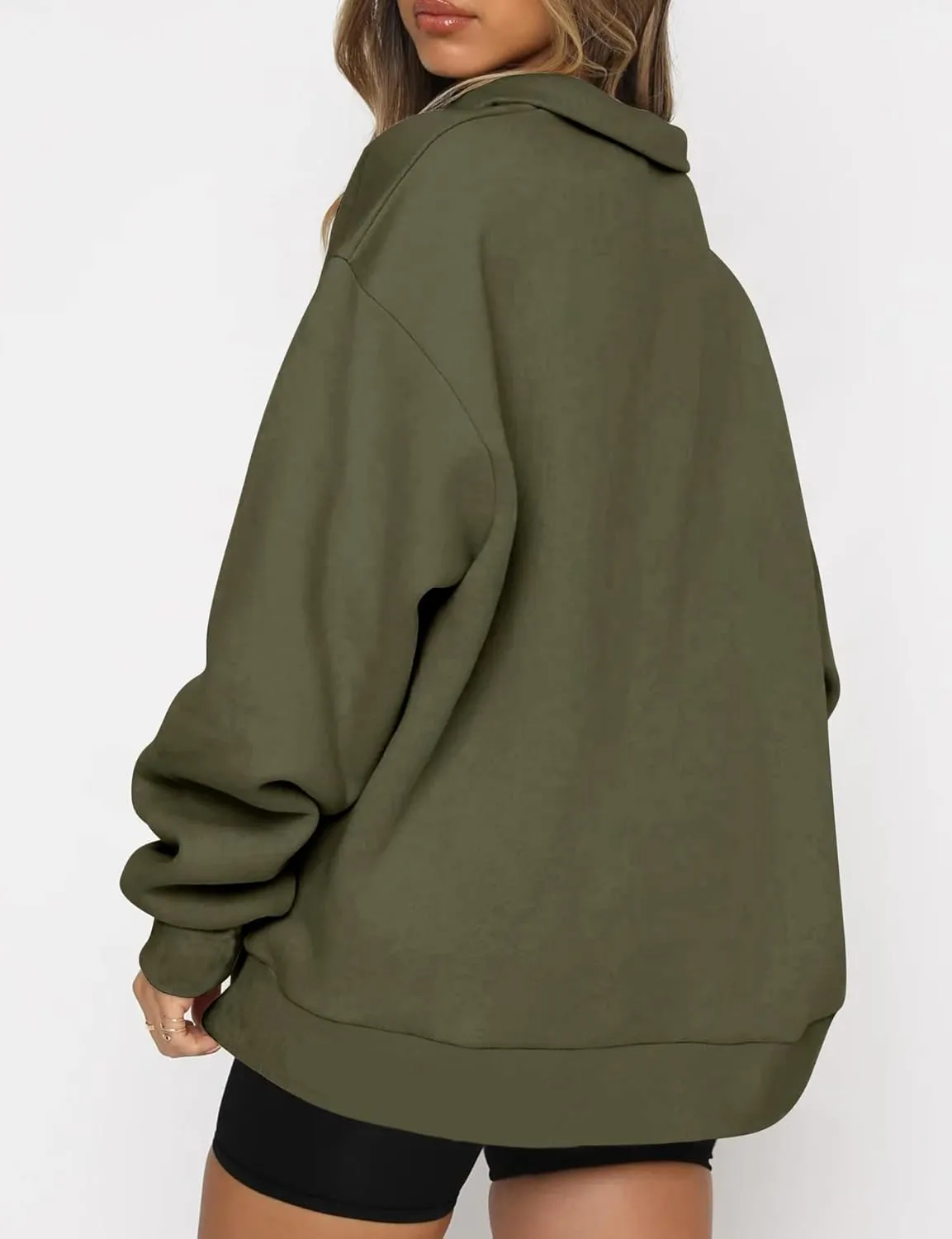 Quenny Half Zip Sweatshirts Cropped Hoodies casual top pullover long sleeved sweatshirt hoodie