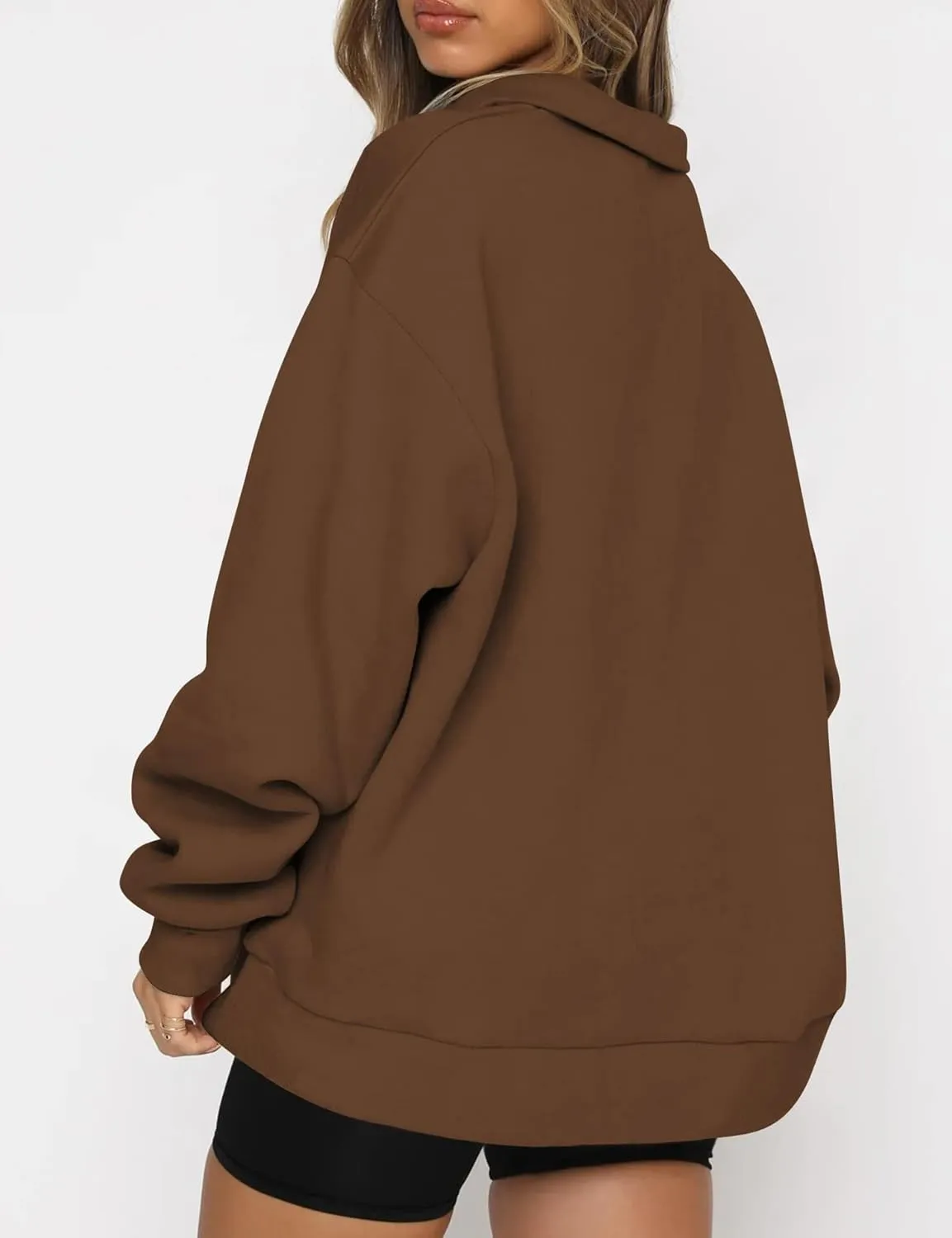 Quenny Half Zip Sweatshirts Cropped Hoodies casual top pullover long sleeved sweatshirt hoodie