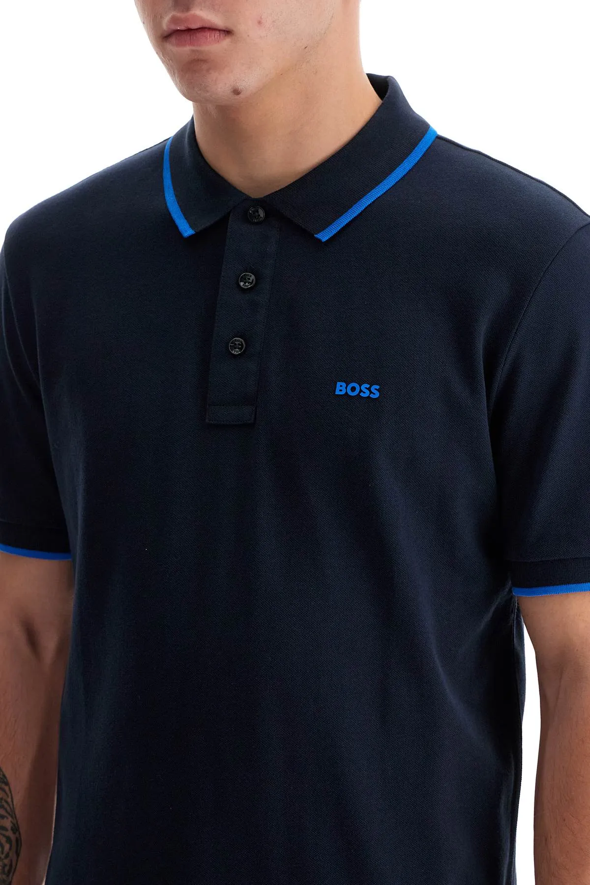 "contrast trim parlay polo shirt 50494697 DARK BLUE