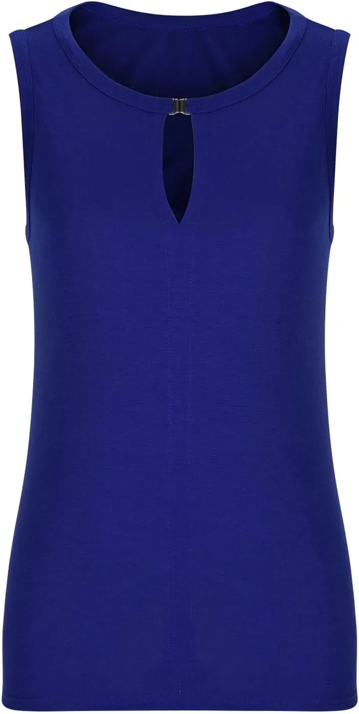 Racerback Tank Tops for Women Keyhole V Neck Sleeveless Halter Tanks Loose Fit Business Basic Shirt Blouse