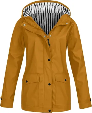 Rain Jacket for Women Zip Up Casual Hoodies Windbreaker Waterproof Coat Travel Long Sleeve Hiking Autumn Jacketes