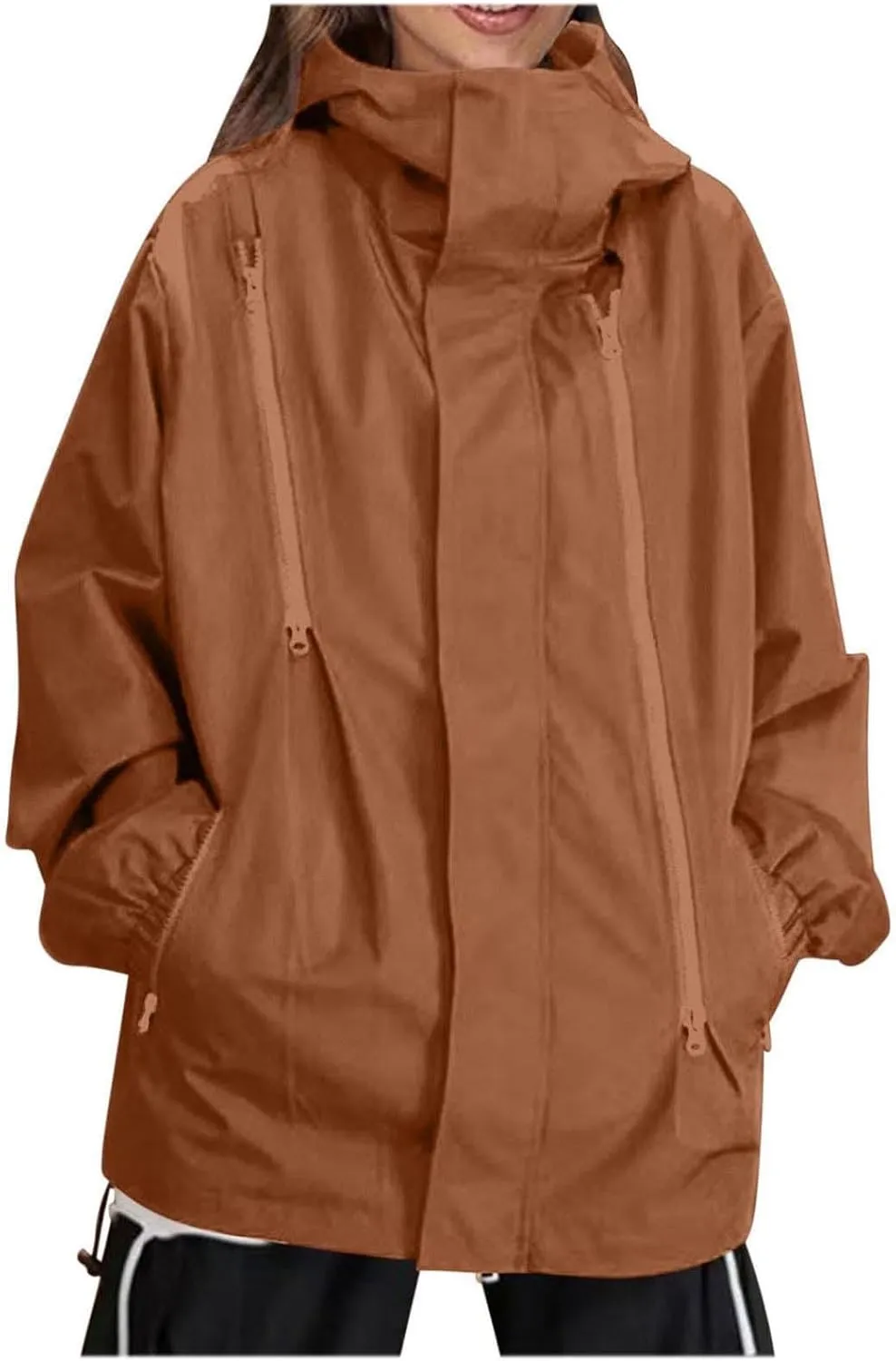 Rain Jacket Men Women Lightweight Packable Hooded Rain Coat Waterproof Windbreaker Active Outdoor Hiking Trench Coats