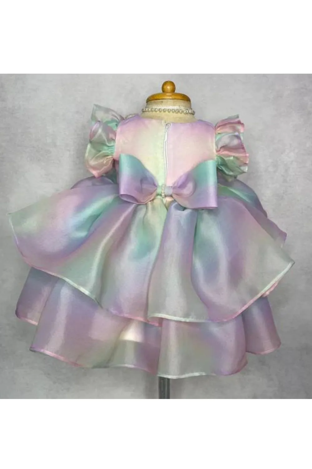 Rainbow Star Detailing Satin Dress