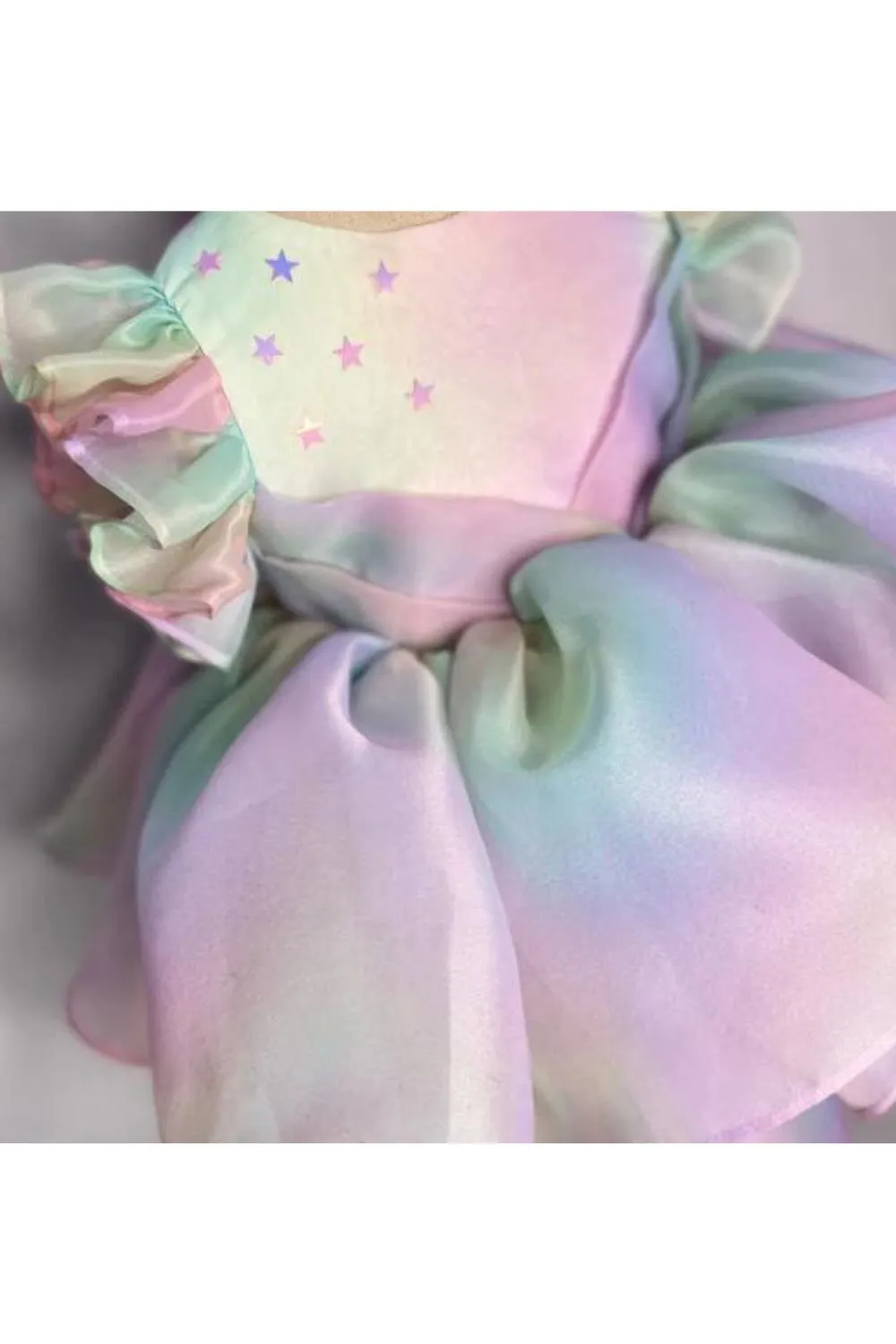 Rainbow Star Detailing Satin Dress