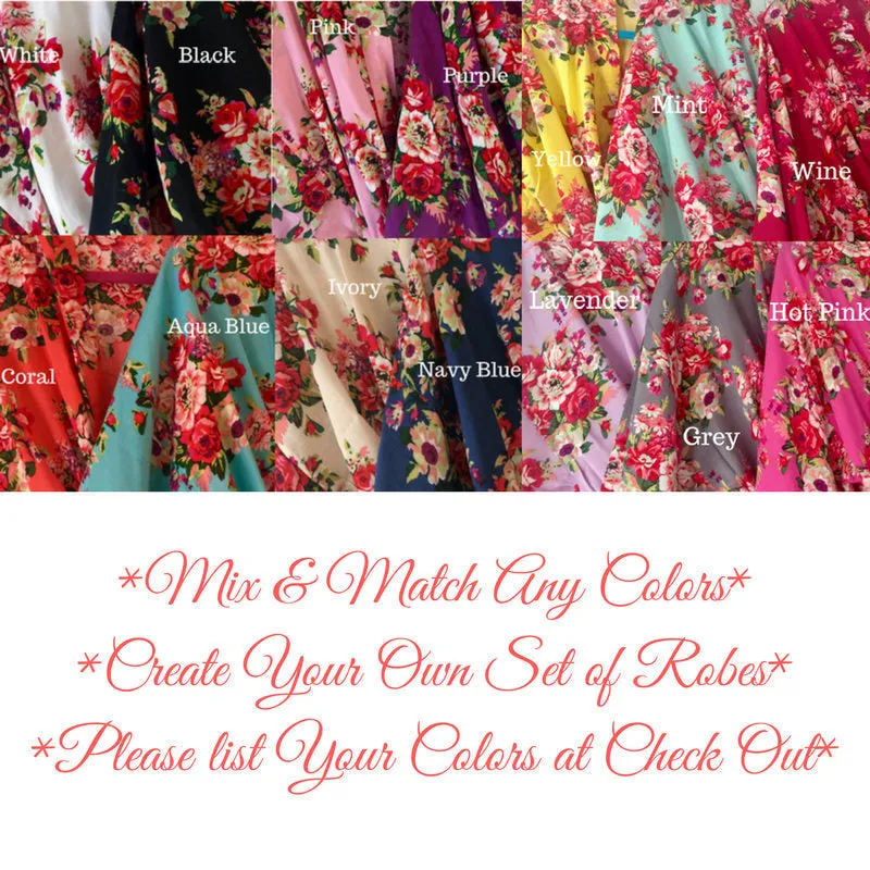 Ready to Ship Set of 8 Bridesmaids Robes, Floral Bridesmaids Robes, Cotton Bridesmaids Robes, Kimono Robes, Flower Girl & Plus Size Robes