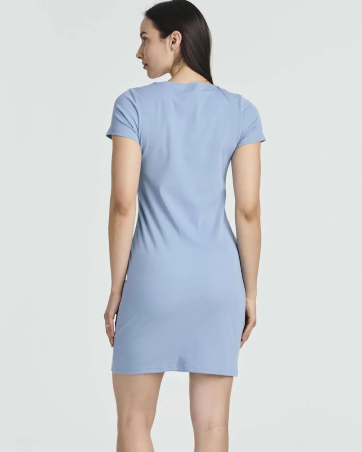 Real Essentials 3 Pack: Women's Mini Short Sleeve Dress Ribbed Scoop Neck Summer Casual Slim Fit T-Shirt Solid Color