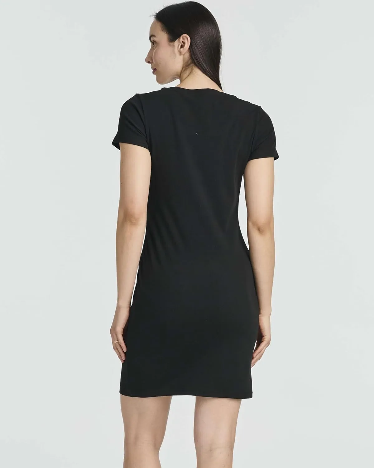 Real Essentials 3 Pack: Women's Mini Short Sleeve Dress Ribbed Scoop Neck Summer Casual Slim Fit T-Shirt Solid Color
