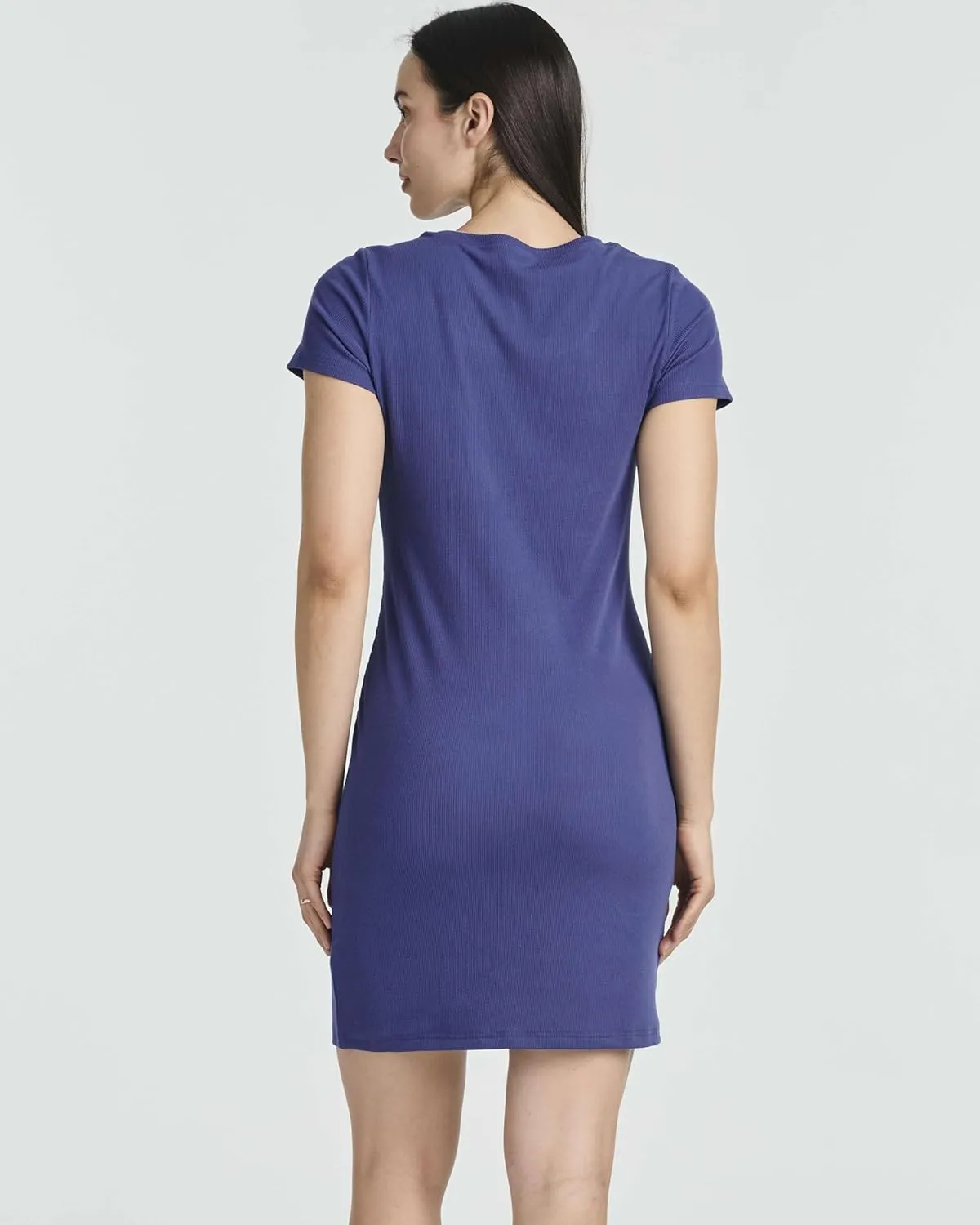 Real Essentials 3 Pack: Women's Mini Short Sleeve Dress Ribbed Scoop Neck Summer Casual Slim Fit T-Shirt Solid Color