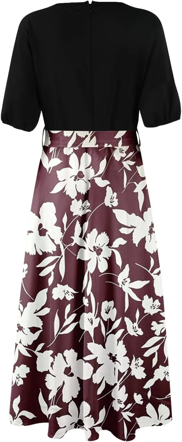 Resort Dresses for Women 2025 Vacation Floral Beach Wedding Guest Maxi Dress High Slit Ruffle Tea Party Midi Dress