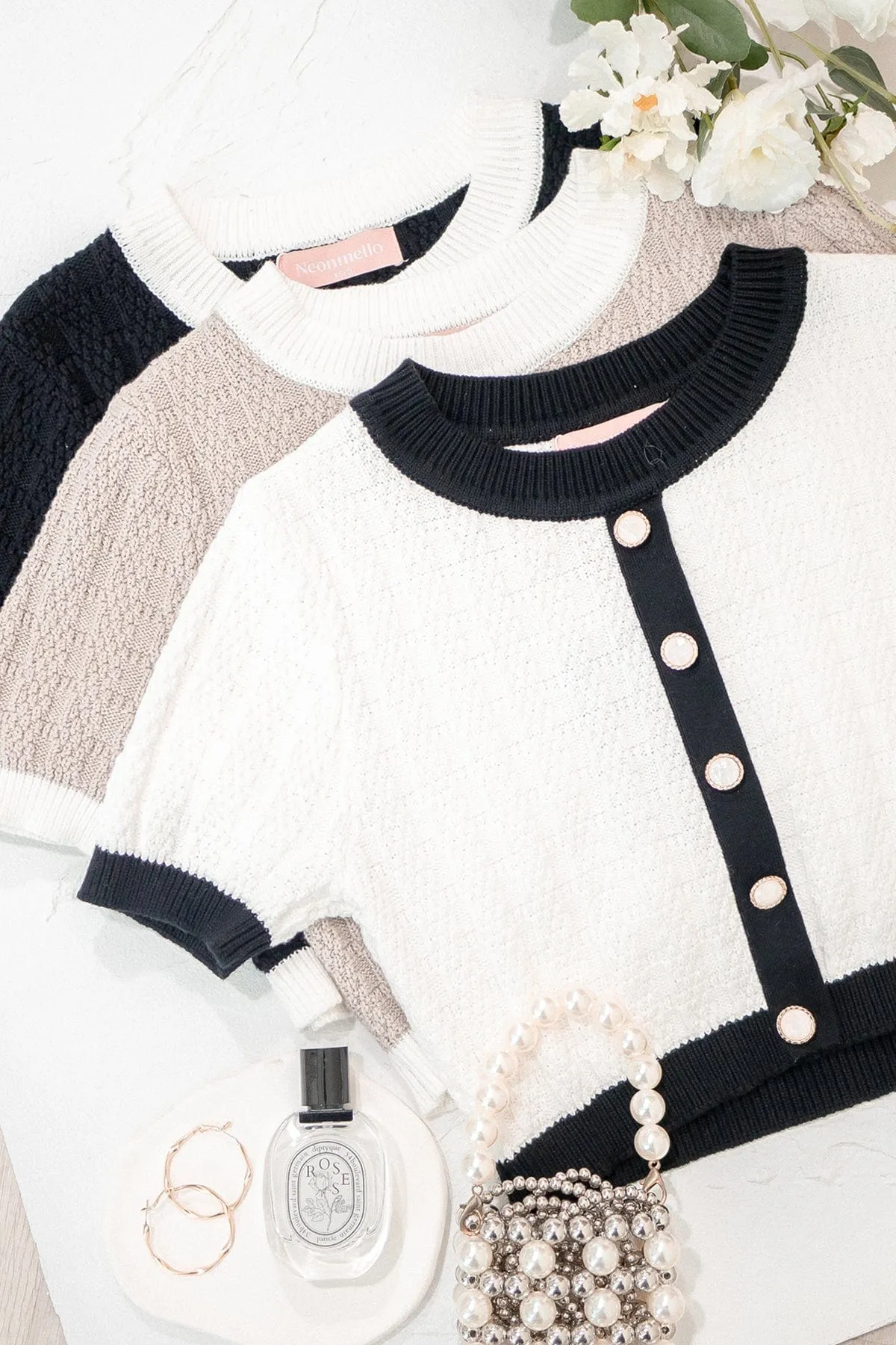 RESTOCKED** MEA SLEEVED KNIT TOP IN WHITE