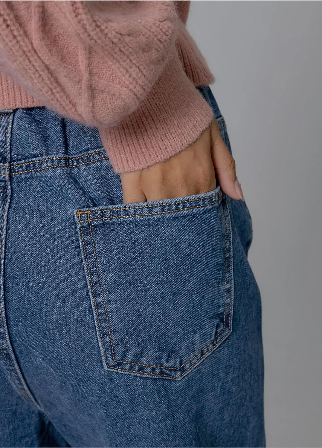 RIRINCO Women's Elastic High Waisted Jeans Wide Stretch Boyfriend Casual Pleated Denim Pants