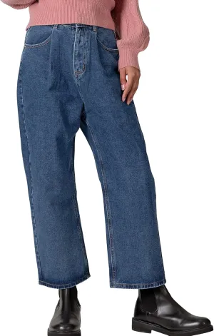 RIRINCO Women's Elastic High Waisted Jeans Wide Stretch Boyfriend Casual Pleated Denim Pants