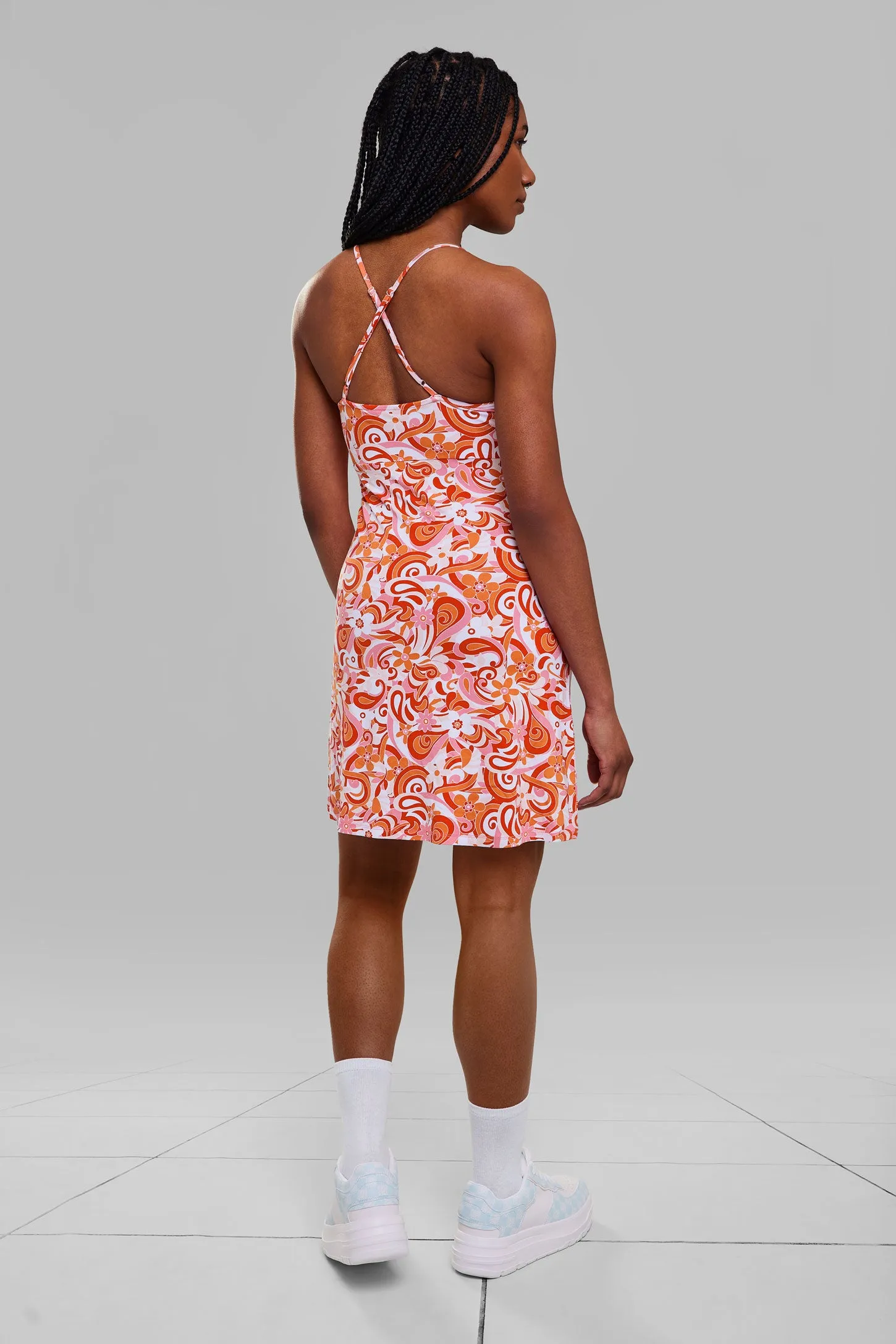 Robe courte à bretelles imprimée - Femme