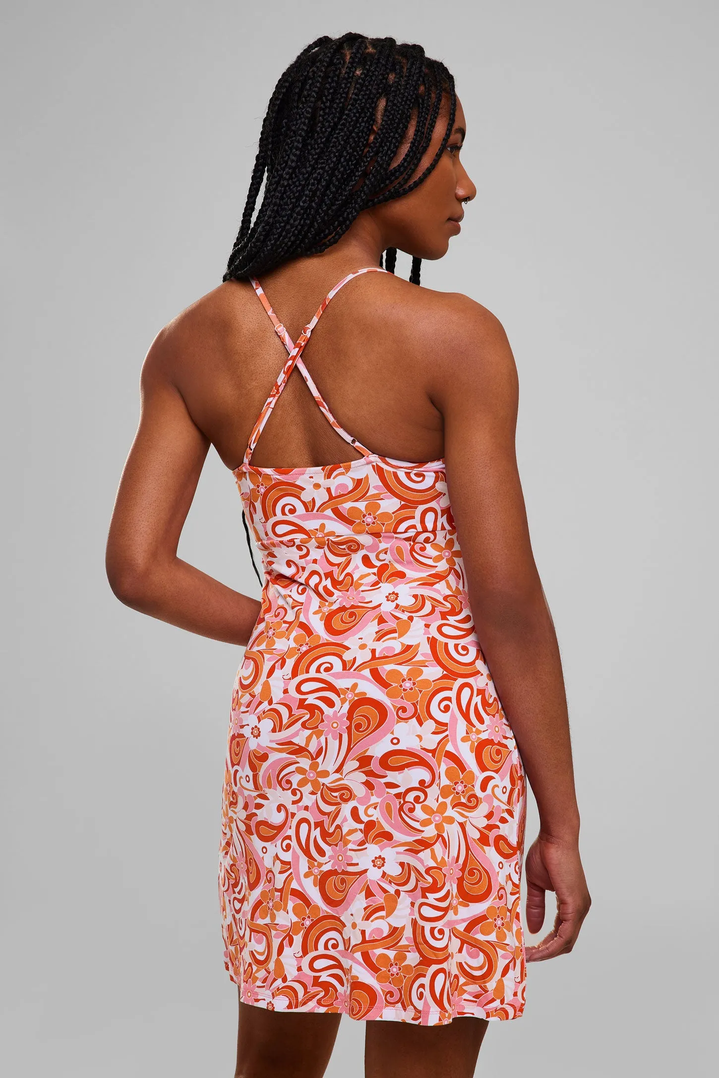 Robe courte à bretelles imprimée - Femme