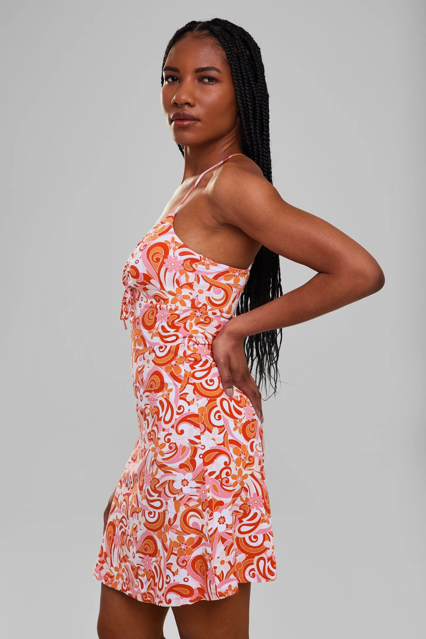 Robe courte à bretelles imprimée - Femme