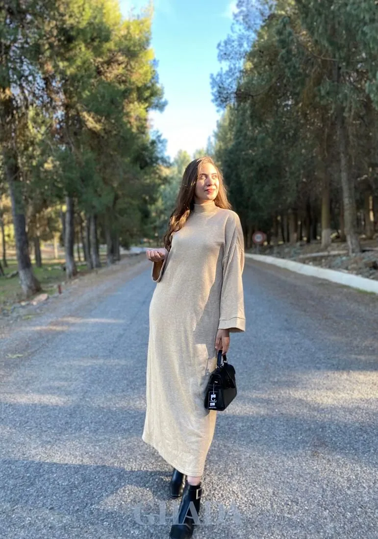 Robe oversize en beige