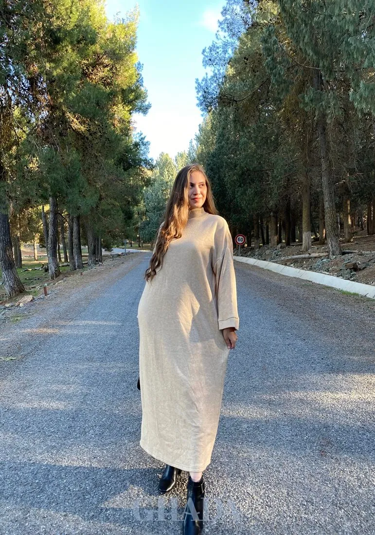 Robe oversize en beige