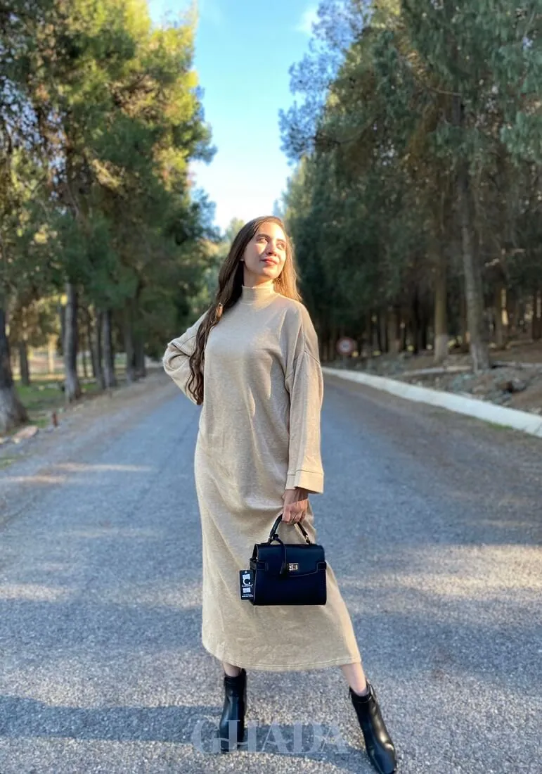 Robe oversize en beige