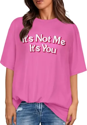 rosemia Oversized Tshirts for Women Summer Short Sleeve Round Neck Graphic Tee Shirt