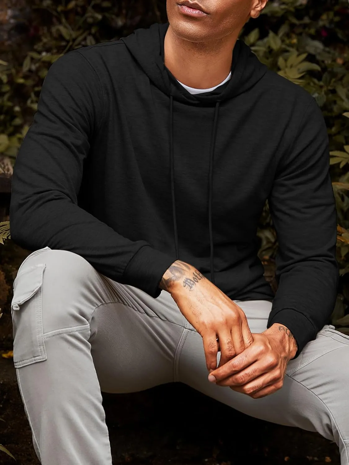 Runcati Mens Lightweight Hoodies Pullover Long Sleeve Casual Workout Athletic Shirt Hooded Sweatshirts