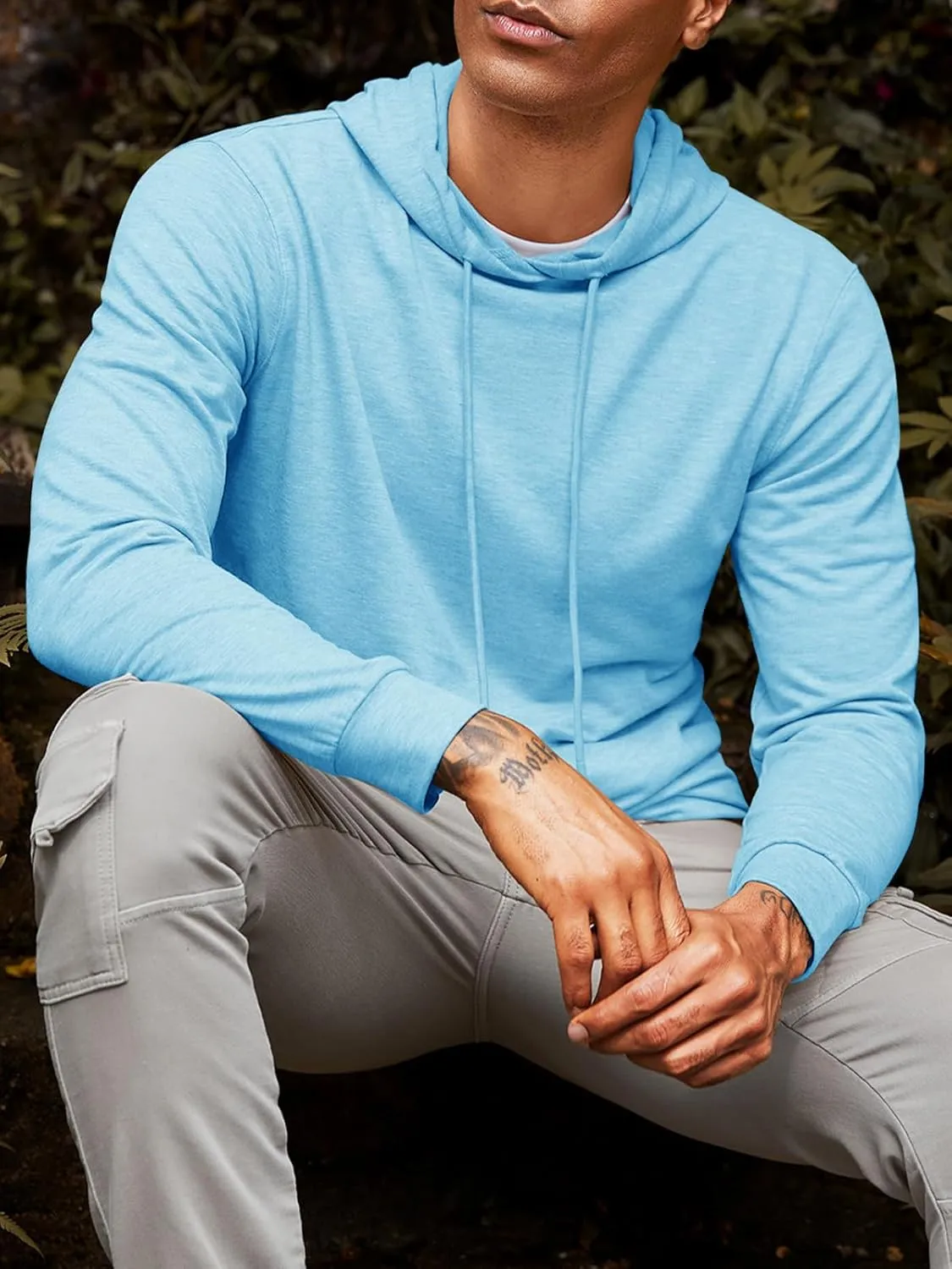 Runcati Mens Lightweight Hoodies Pullover Long Sleeve Casual Workout Athletic Shirt Hooded Sweatshirts
