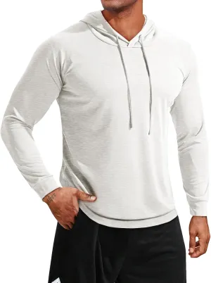 Runcati Mens Lightweight Hoodies Pullover Long Sleeve Casual Workout Athletic Shirt Hooded Sweatshirts