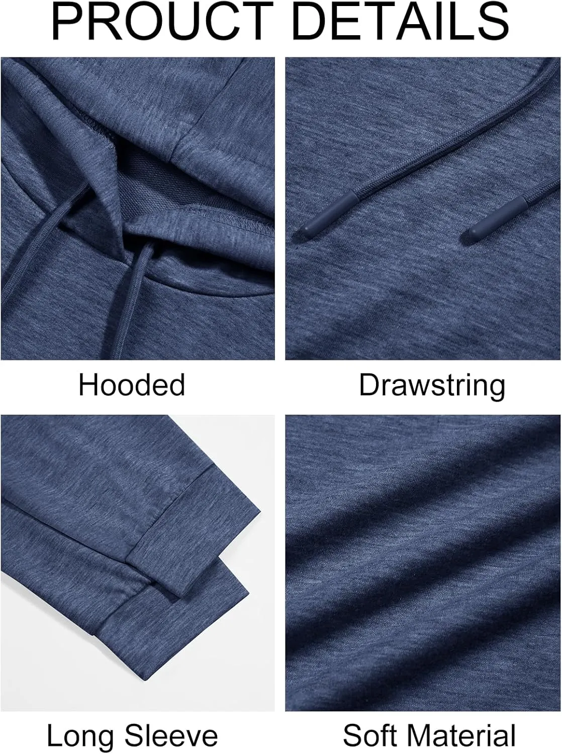 Runcati Mens Lightweight Hoodies Pullover Long Sleeve Casual Workout Athletic Shirt Hooded Sweatshirts