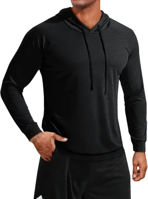 Runcati Mens Lightweight Hoodies Pullover Long Sleeve Casual Workout Athletic Shirt Hooded Sweatshirts