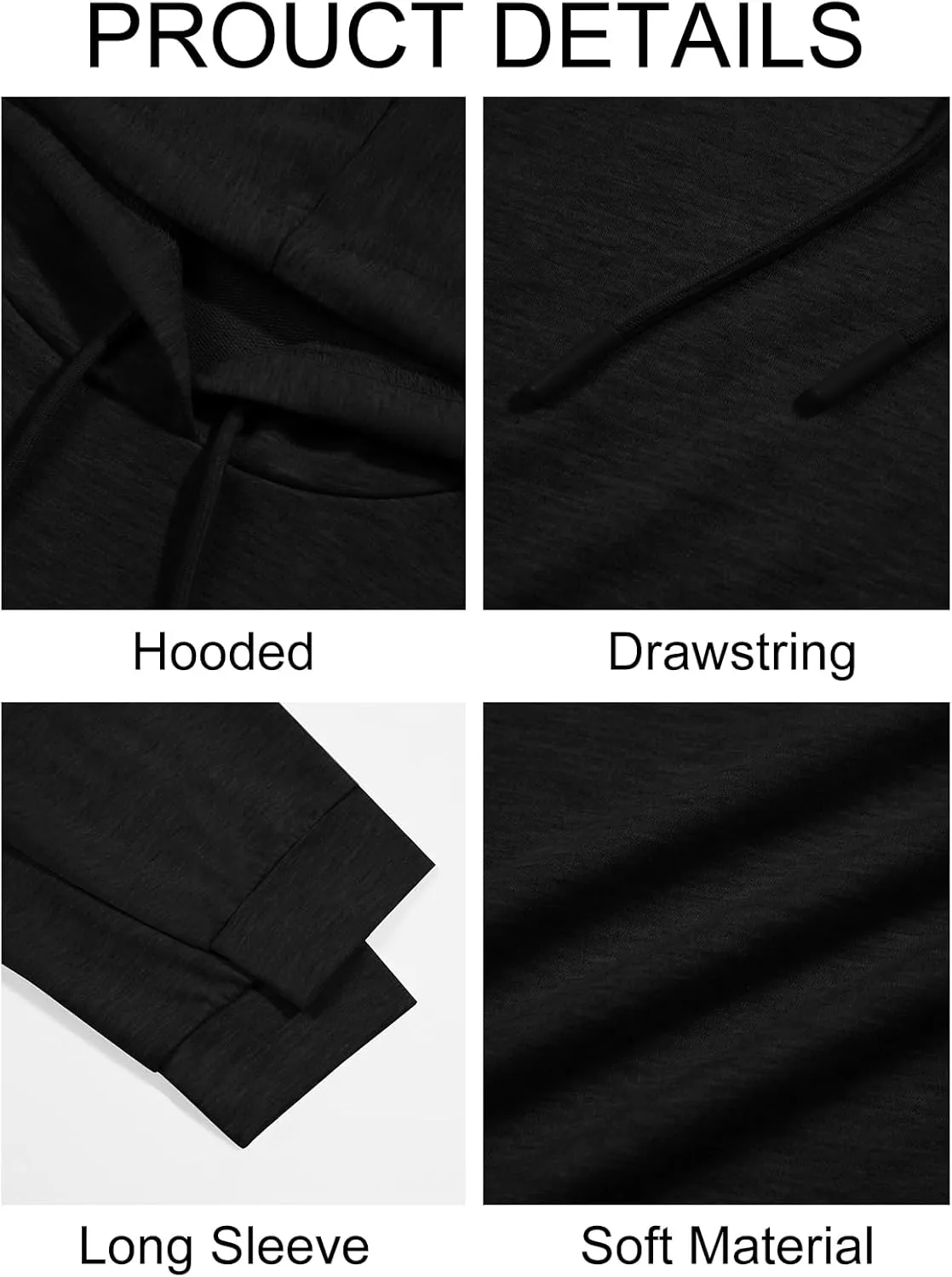 Runcati Mens Lightweight Hoodies Pullover Long Sleeve Casual Workout Athletic Shirt Hooded Sweatshirts