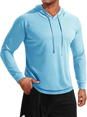 Runcati Mens Lightweight Hoodies Pullover Long Sleeve Casual Workout Athletic Shirt Hooded Sweatshirts