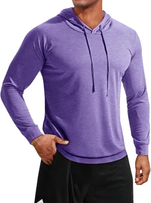 Runcati Mens Lightweight Hoodies Pullover Long Sleeve Casual Workout Athletic Shirt Hooded Sweatshirts