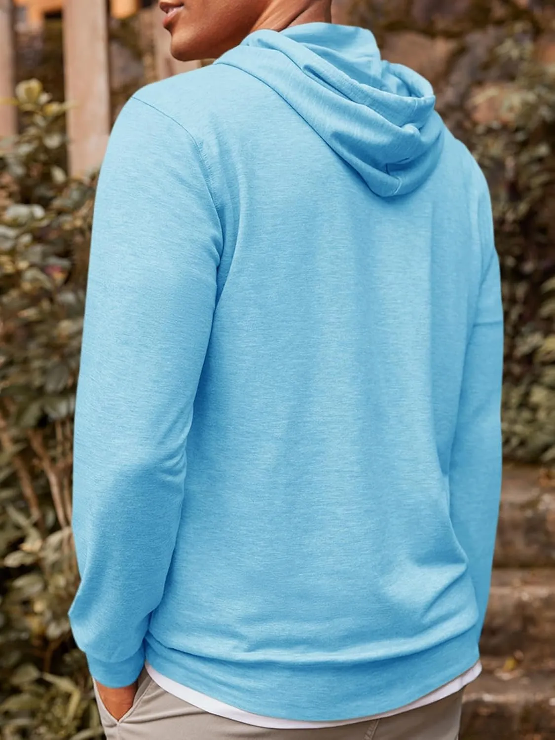 Runcati Mens Lightweight Hoodies Pullover Long Sleeve Casual Workout Athletic Shirt Hooded Sweatshirts