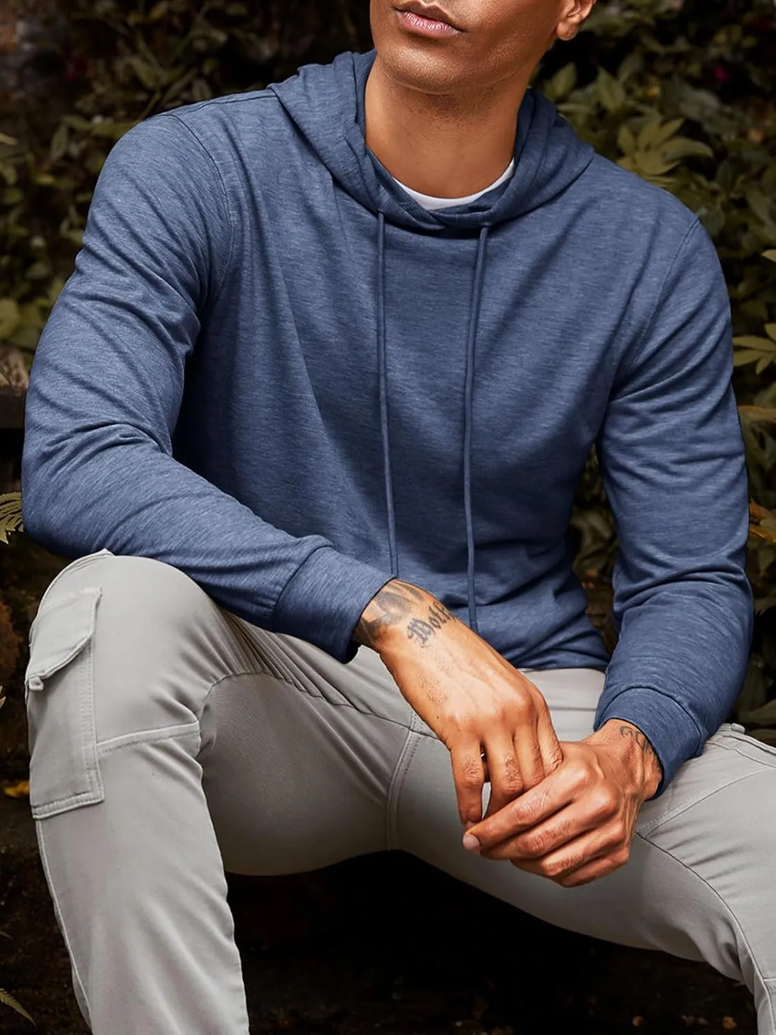 Runcati Mens Lightweight Hoodies Pullover Long Sleeve Casual Workout Athletic Shirt Hooded Sweatshirts