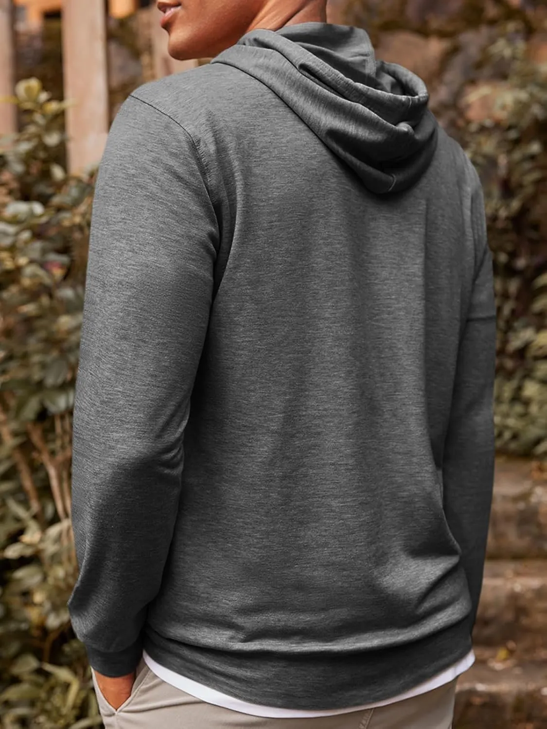 Runcati Mens Lightweight Hoodies Pullover Long Sleeve Casual Workout Athletic Shirt Hooded Sweatshirts