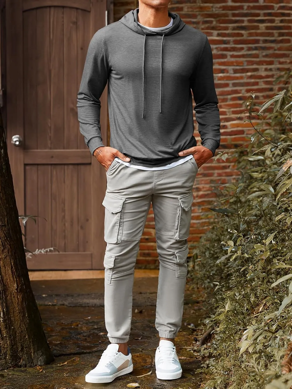 Runcati Mens Lightweight Hoodies Pullover Long Sleeve Casual Workout Athletic Shirt Hooded Sweatshirts