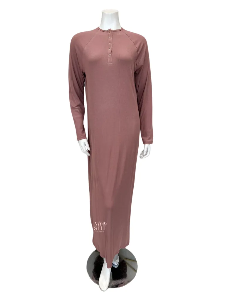 S6266 Rosewood Snaps Ribbed Nightgown