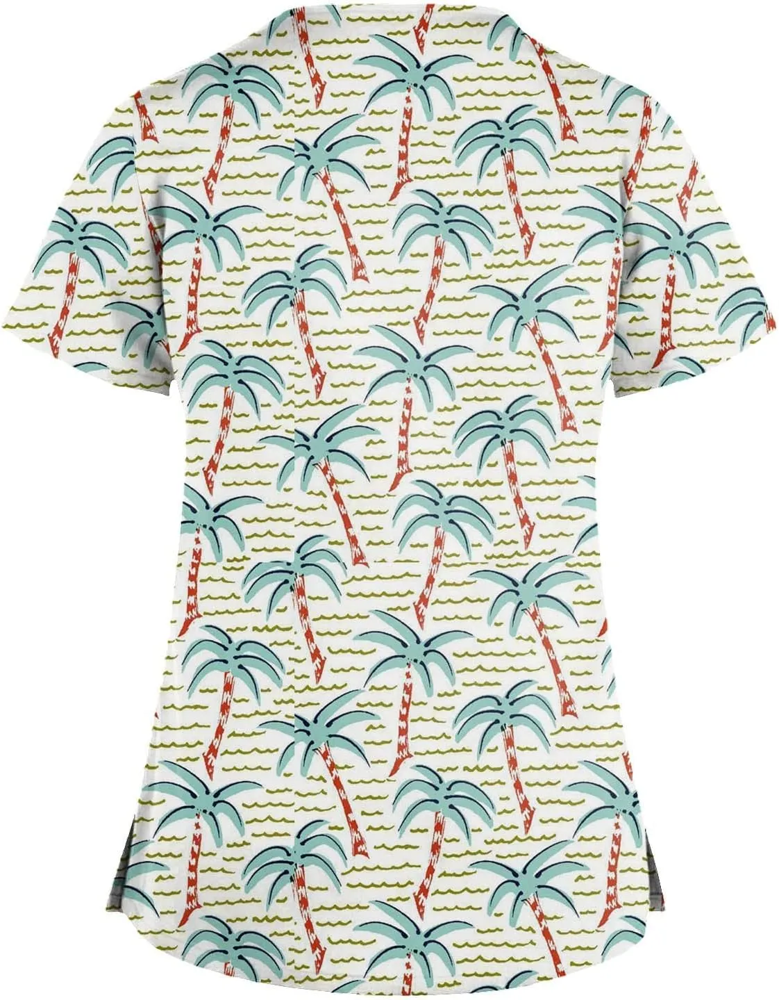 Scrub Tops Women Print Short Sleeve Working T-Shirts Criss Cross V Neck Fashion Nurse Uniforms Cute Care T Shirts