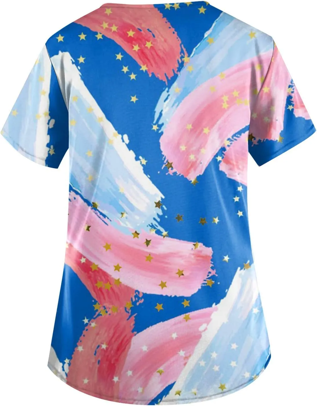 Scrubs for Women Printed V Neck Working T-Shirts Short Sleeve Dressy Care Workwear Summer Plus Size T Shirts