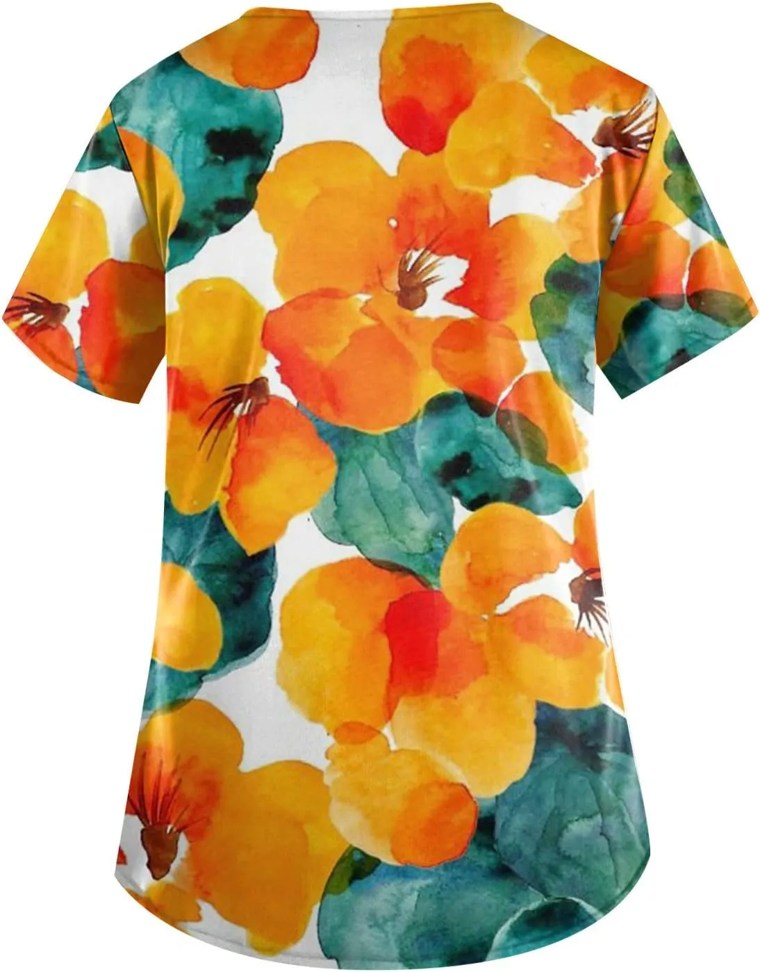 Scrubs for Women Printed V Neck Working T-Shirts Short Sleeve Dressy Care Workwear Summer Plus Size T Shirts