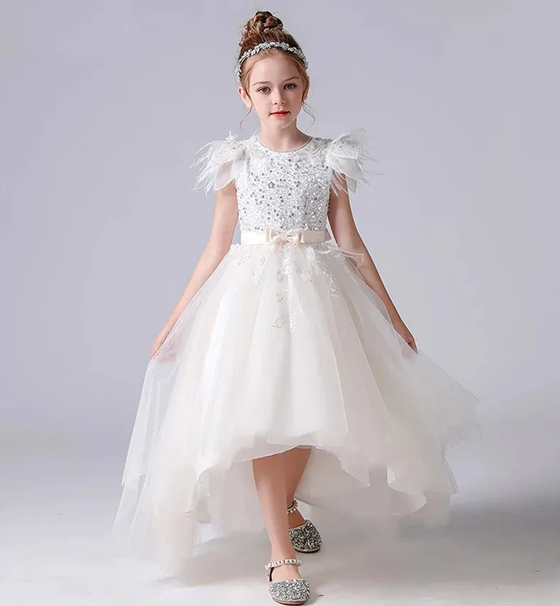Sequinned Hi-Lo Girls Formal Birthday Party Gown