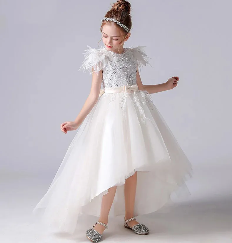 Sequinned Hi-Lo Girls Formal Birthday Party Gown