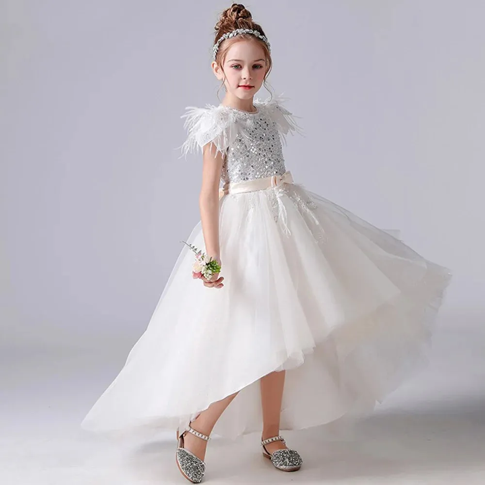 Sequinned Hi-Lo Girls Formal Birthday Party Gown