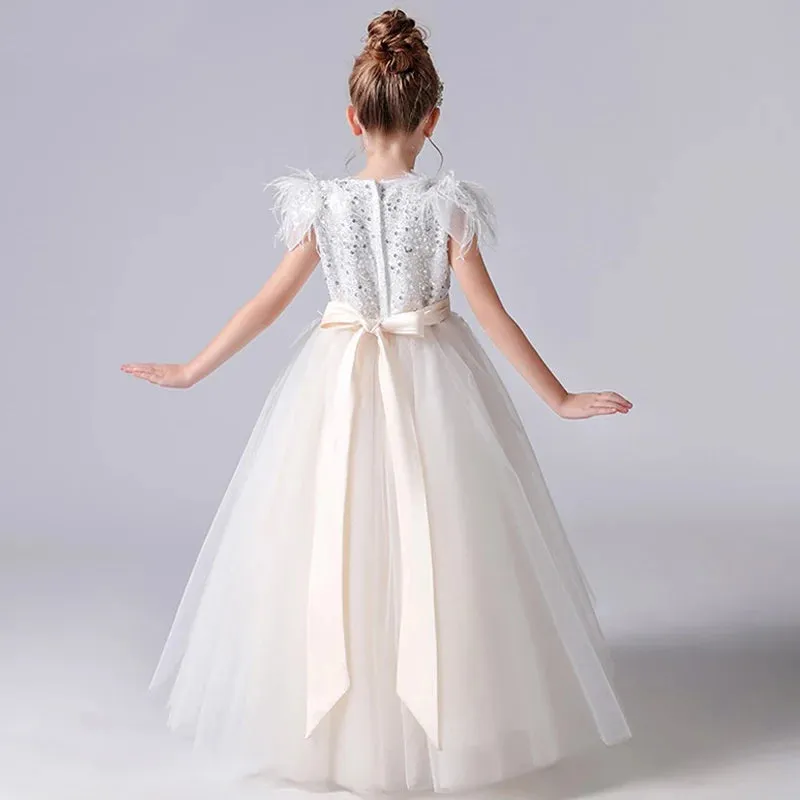 Sequinned Hi-Lo Girls Formal Birthday Party Gown