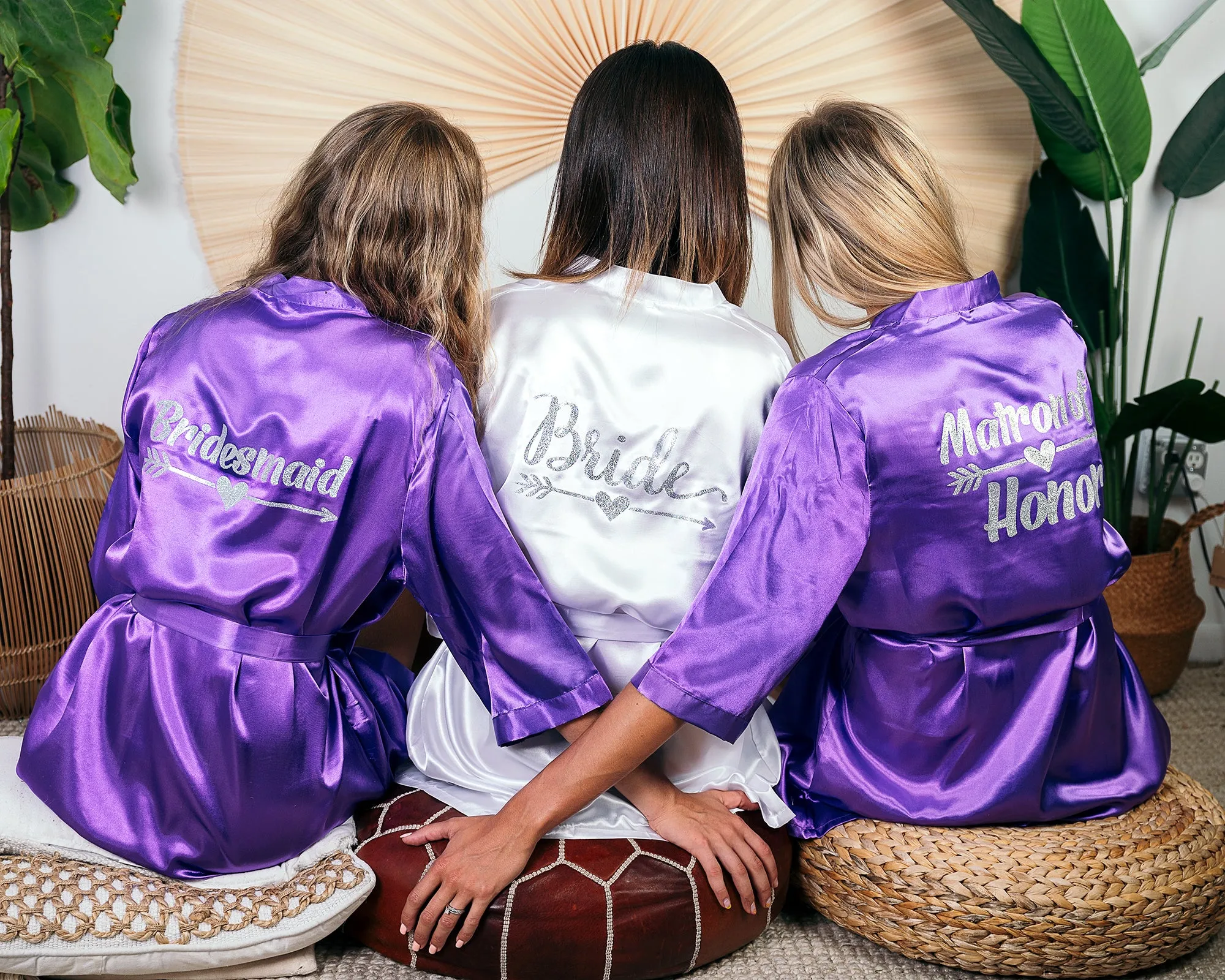 Set of 14 Custom Satin Bridesmaids Robes, wedding robes - Bridal Shower Robes - Glitter Arrow