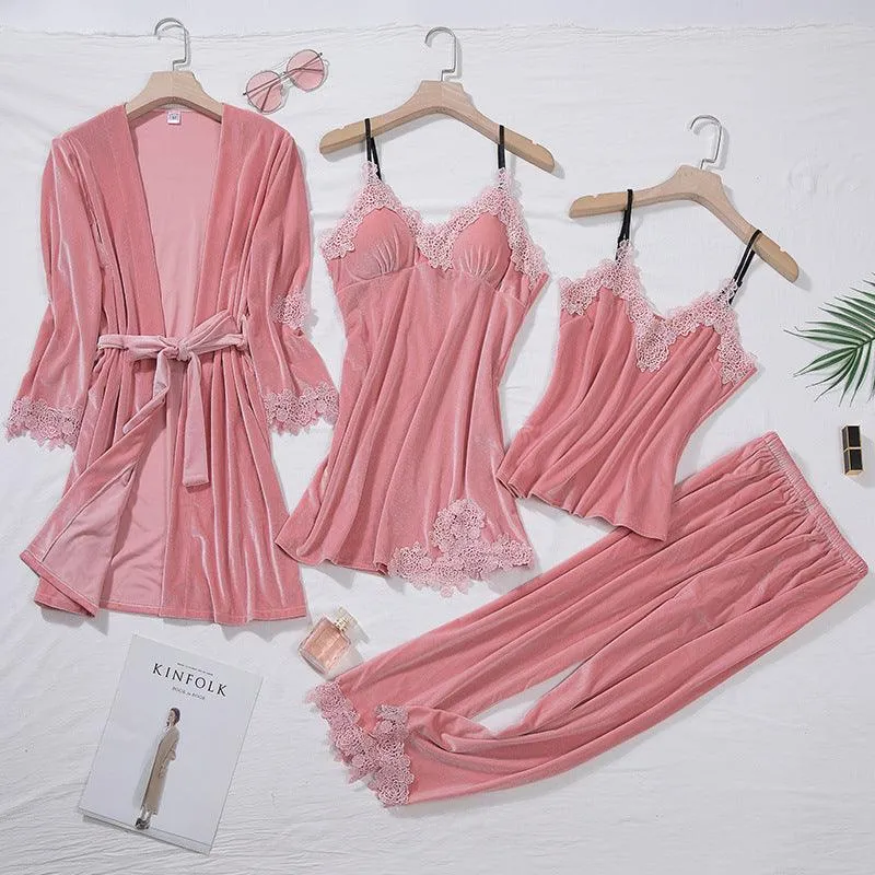 Sexy gold velvet pajamas